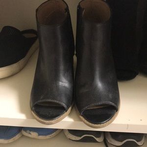 black open toed booties